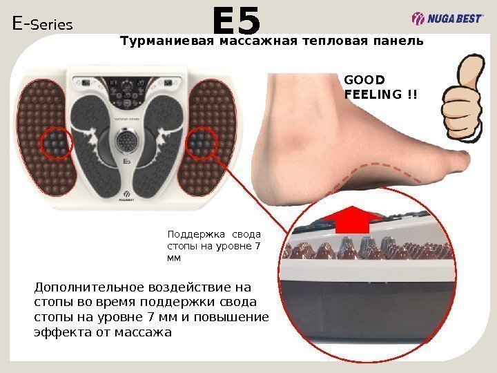 E- Series  E 5 Турманиевая массажная тепловая панель Дополнительное воздействие на стопы во